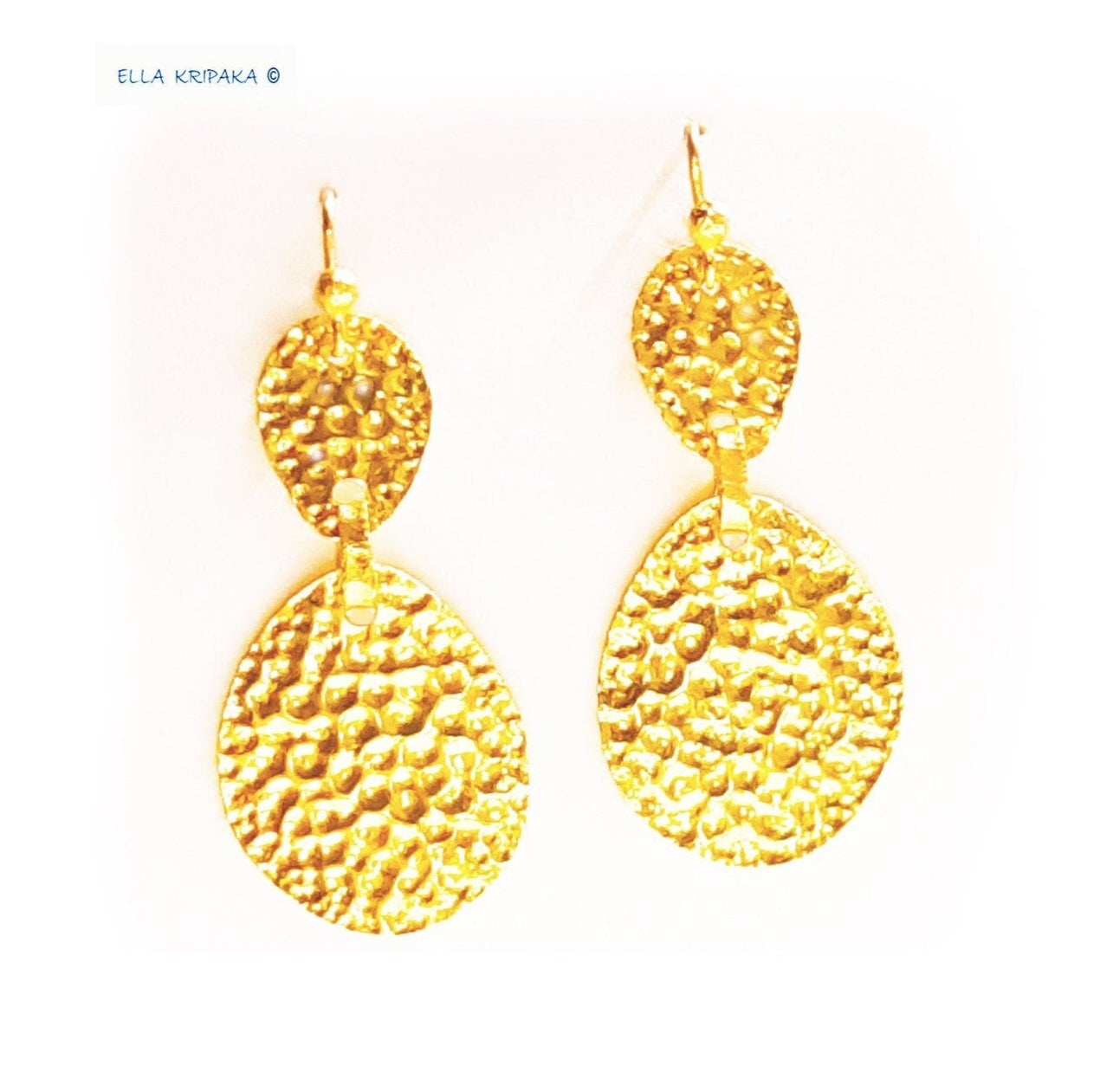 Custom Solid 24K 9999 Gold, 9g and 25g, Hammered Organic Uneven Earrings, Concave Big Reliefs,50mm and 70mm