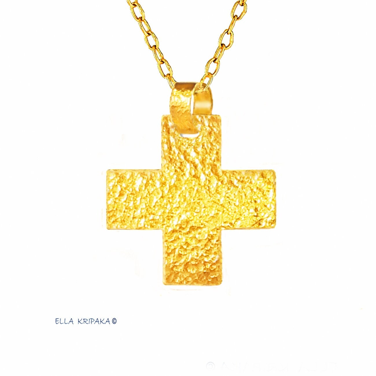 Custom Solid 24k 9999 Gold 9g and 27g Hammered Cross Byzantine Empire Pendant Durable Length 35mm and 56mm