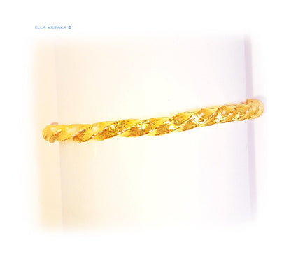 Custom Solid 24k 9999 Gold 34g Twisted Ancient Rome and Viking Hammered Cuff Bracelet Durable Wide 4mm Thick 3.5mm