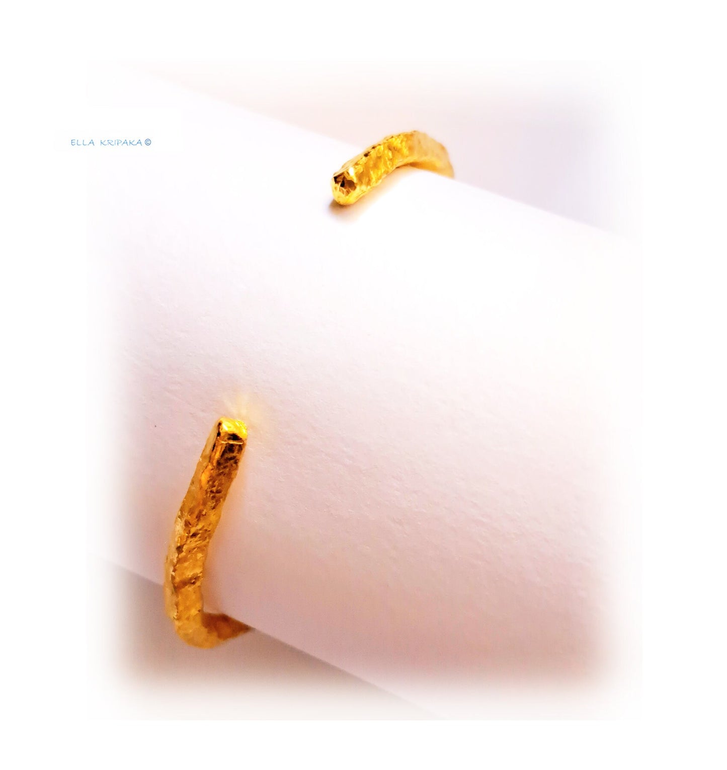 Custom Solid 24k 9999 Gold 41g Hammered Cuff Organic Uneven Bracelet Durable Wide 4.5mm Thick 4mm