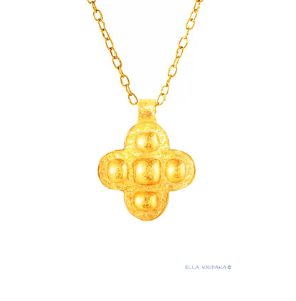 Custom Solid 24k 9999 Gold 7g and 23g, Hammered Byzantine Empire Cross Convex Pattern Pendant Durable, Length 35mm and 56mm