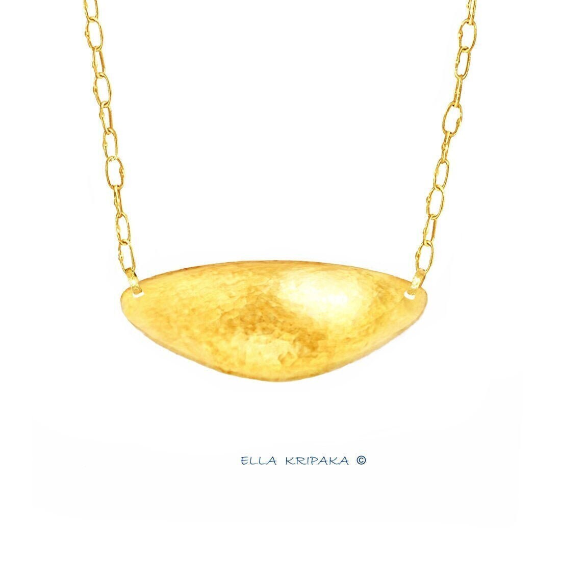 Custom Solid 24k 9999 Gold 11g and 25g, Hammered Dome Pendant Durable, Length 50mm and 70mm