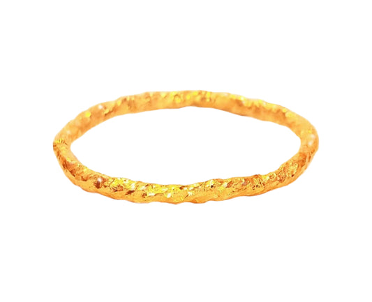 Custom Solid 24k 9999 Gold 72g Organic Uneven Hammered Bracelet Durable Bangle Not Hollow, Wide 6.5mm Thick 4mm