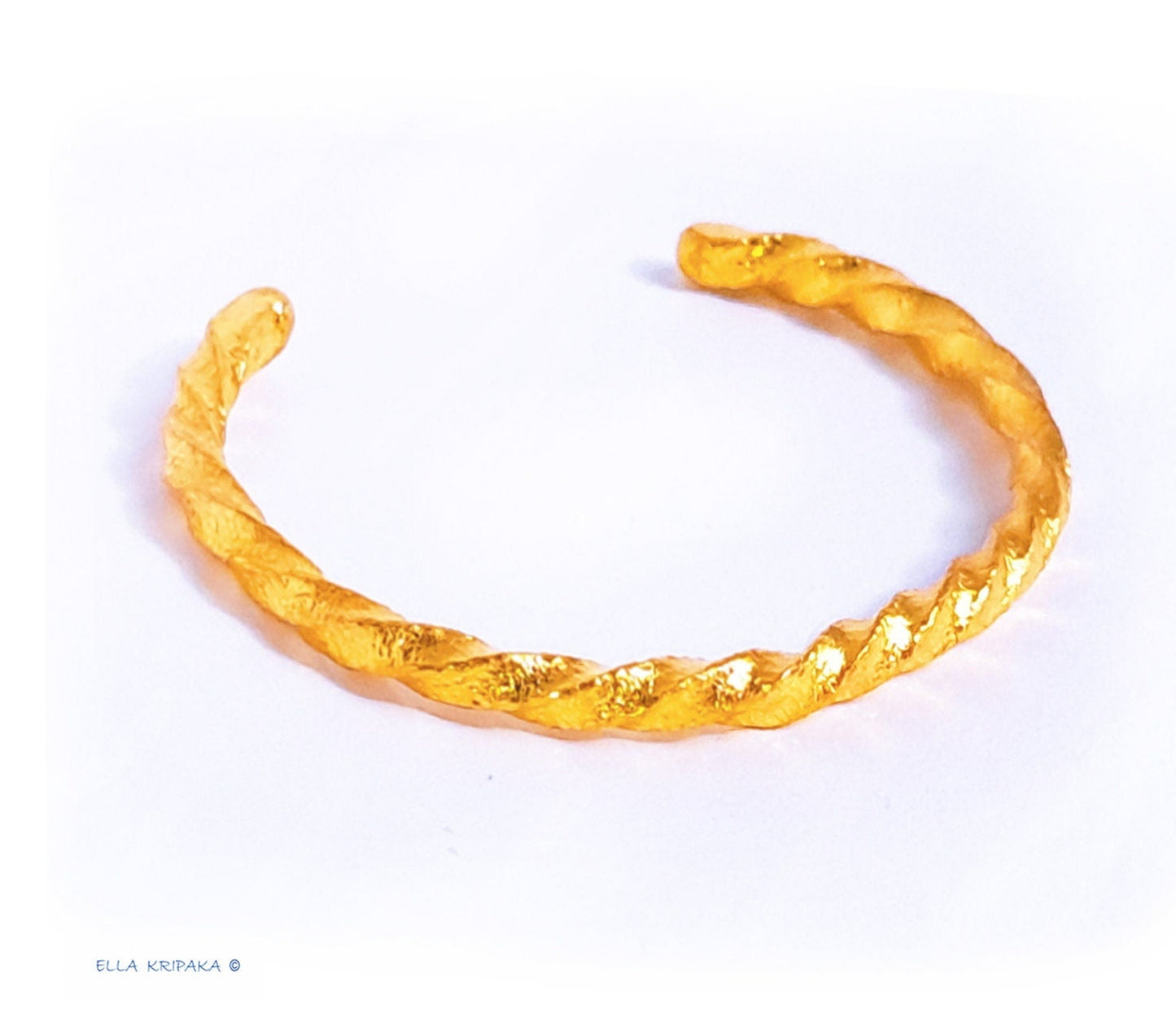 Custom Solid 9999 24k Gold 116g/6in size Hammered Viking Twisted Bracelet Cuff 7mm Can Be 22k Gold
