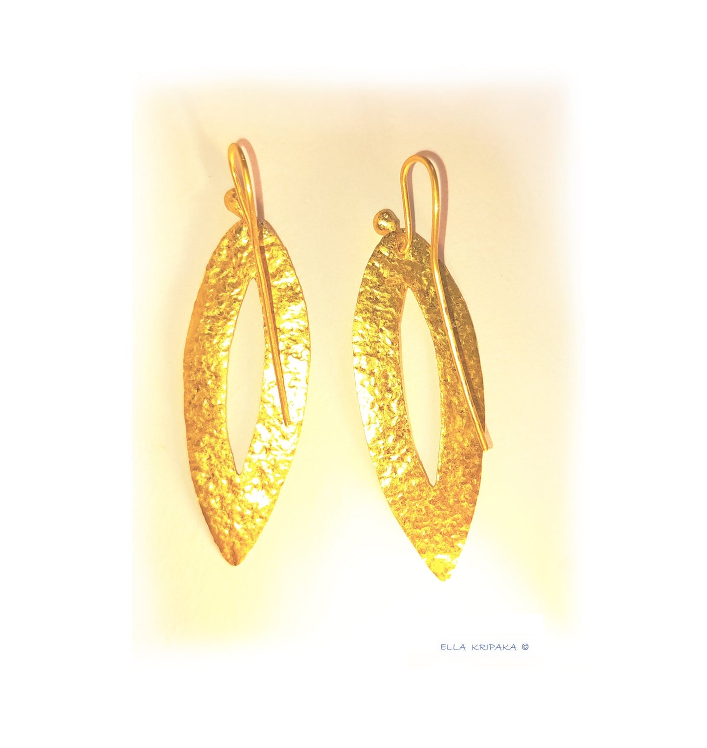 Custom Solid 24K 9999 Gold, 7.5g and 20g, Hammered Leaf Earrings, 45mm and 75mm