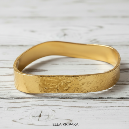 Hammered 24k 9999 Gold 86g Organic Bangle Bracelet 10mm Thick 2mm
