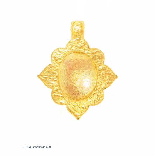 Custom Solid 24k 9999 Gold 7g and 21g, Hammered Byzantine Ornament Baroque Dome Pendant Durable, Length 35mm and 56mm