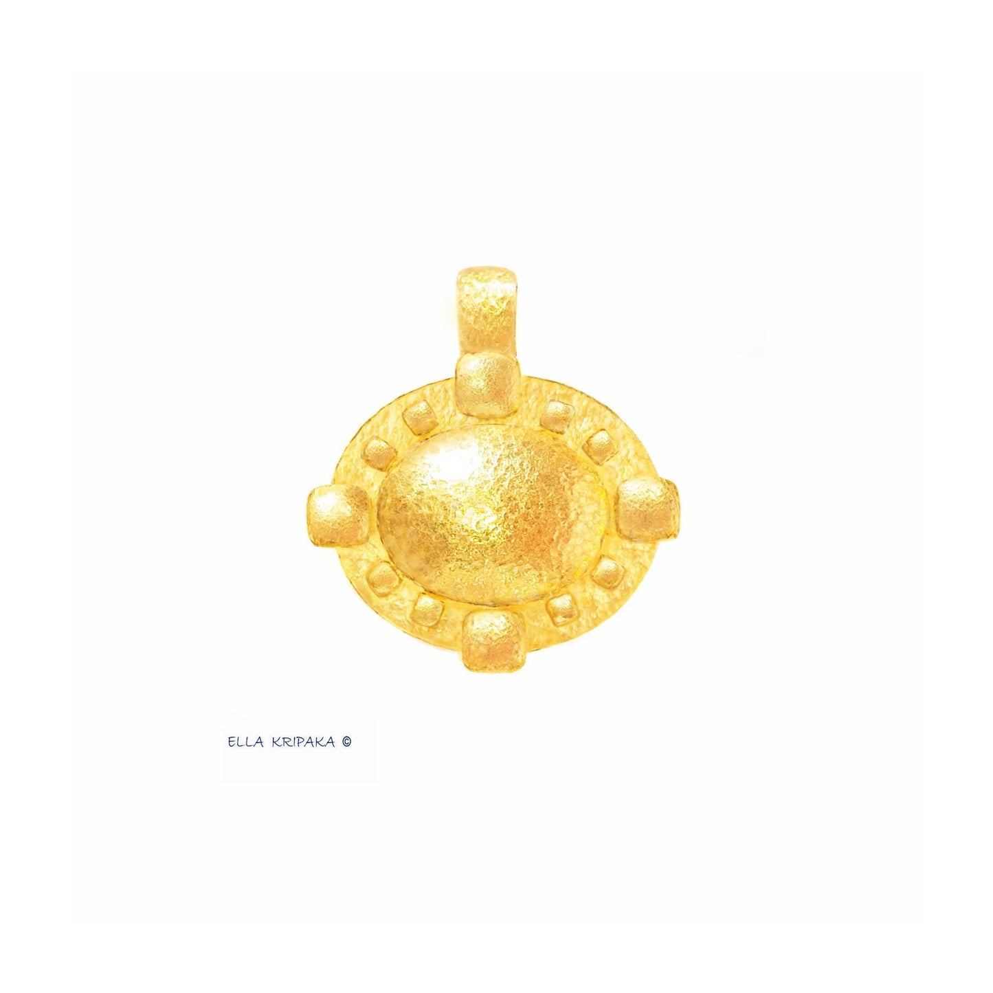 Custom Solid 24k 9999 Gold 13g and 35g, Hammered Byzantine Empire Dome Pendant Durable, Length 35mm and 56mm