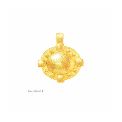 Custom Solid 24k 9999 Gold 13g and 35g, Hammered Byzantine Empire Dome Pendant Durable, Length 35mm and 56mm