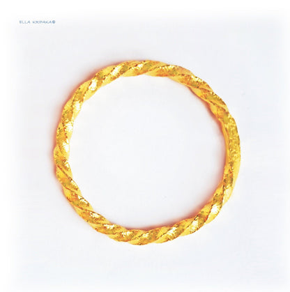 Custom Solid 24k 9999 Gold 116g/7in Hammered Twisted Viking Bracelet Bangle 7mm Can Be 22k Gold