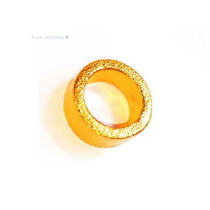 Custom Solid 24k 9999 Gold 18g Hammered Ancient Rome Ring Durable Hollow Inside Wide 11mm Thick 3mm Borders