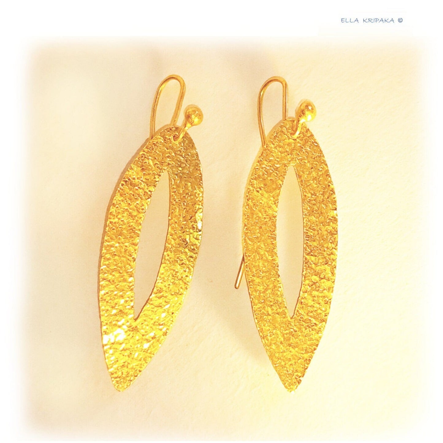 Custom Solid 24K 9999 Gold, 7.5g and 20g, Hammered Leaf Earrings, 45mm and 75mm