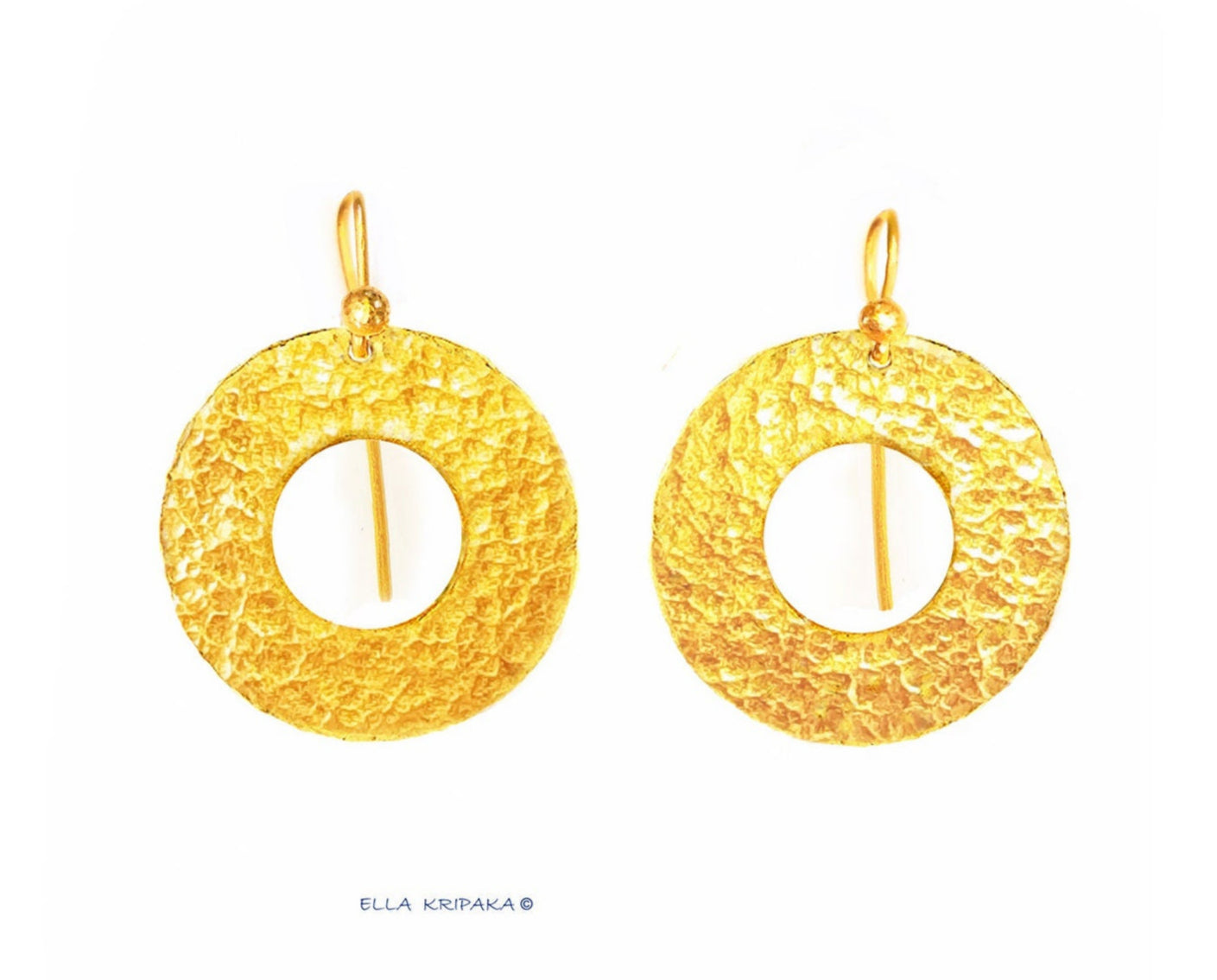 Custom Solid 24K 9999 Gold, 9g and 26g, Hammered Hoops as in Ancient Rome Earrings, 40mm and 60mm