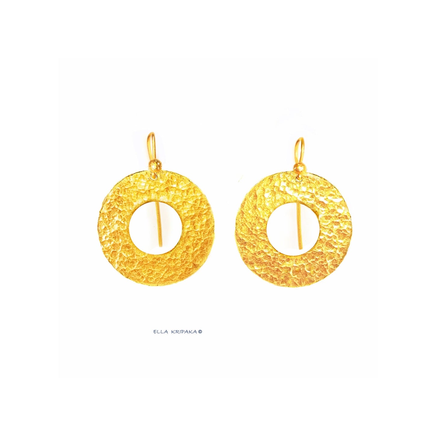 Custom Solid 24K 9999 Gold, 9g and 26g, Hammered Hoops as in Ancient Rome Earrings, 40mm and 60mm