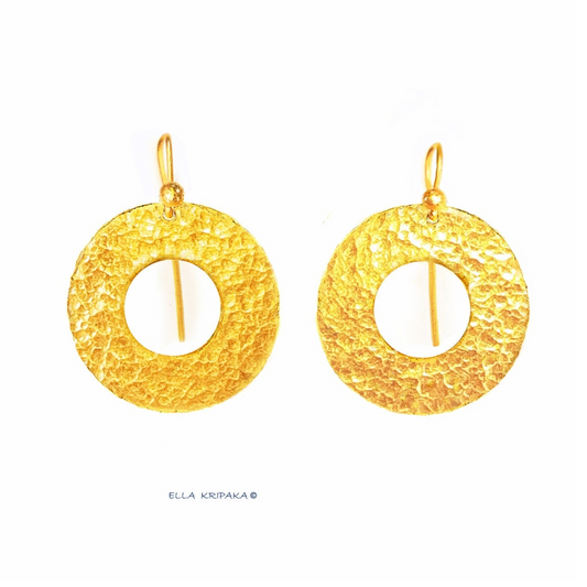 Hammered 24k 9999 Gold 9.2g &25.5g Hoops Ancient Rome Earrings Can 22k