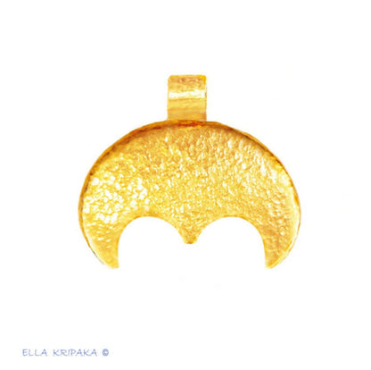 Custom Solid 24k 9999 Gold 6g and 18g HammeredAncient Rome, Ancient Greece Moon Pendant Durable Length 28mm and 45mm