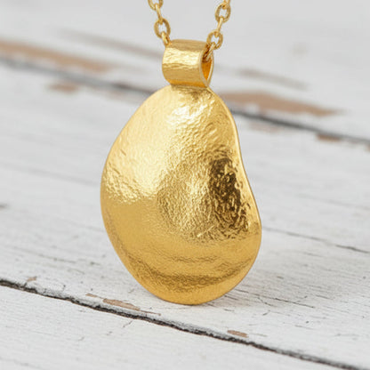 Hammered 24k 9999 Gold 13g &36g Organic Dome Pendant Can 22k
