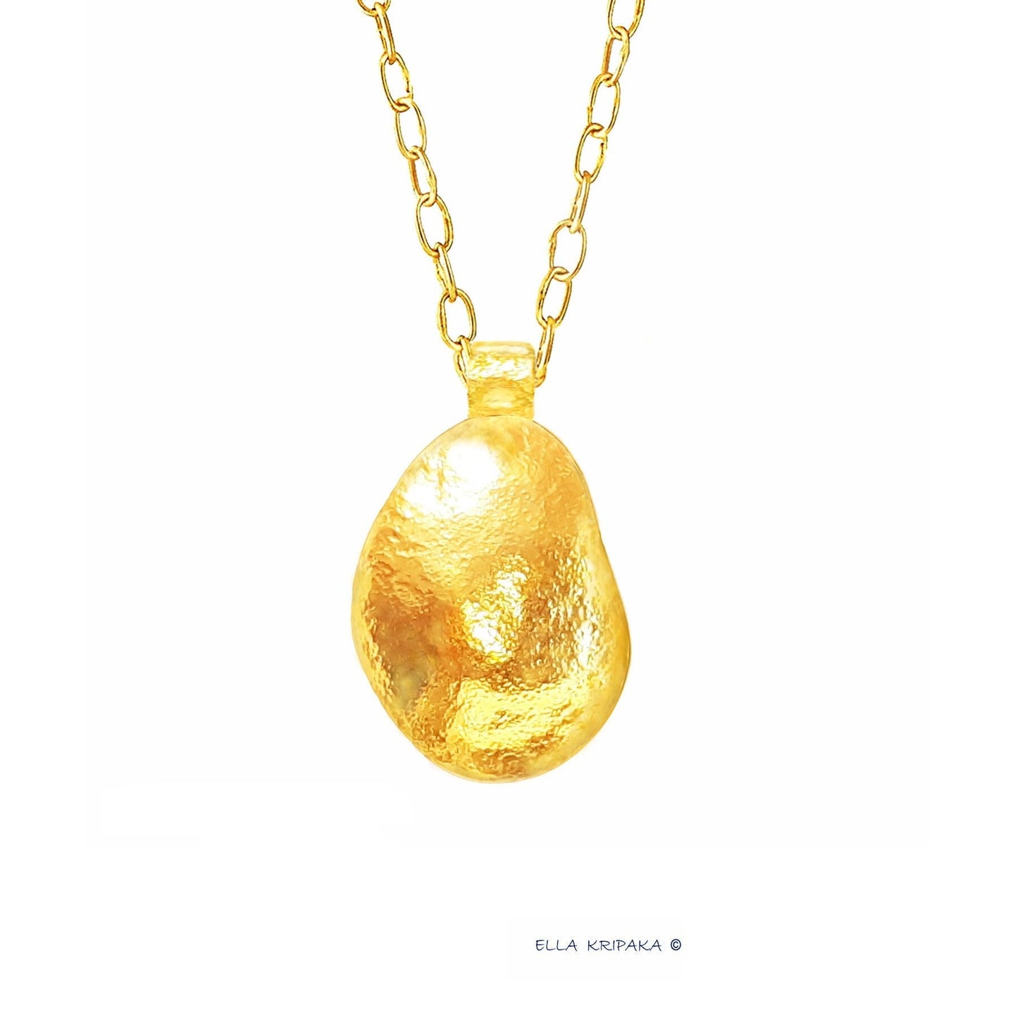 Custom Solid 24k 9999 Gold 9g and 25g, Hammered Dome Organic Uneven Pendant Durable, Length 35mm and 56mm