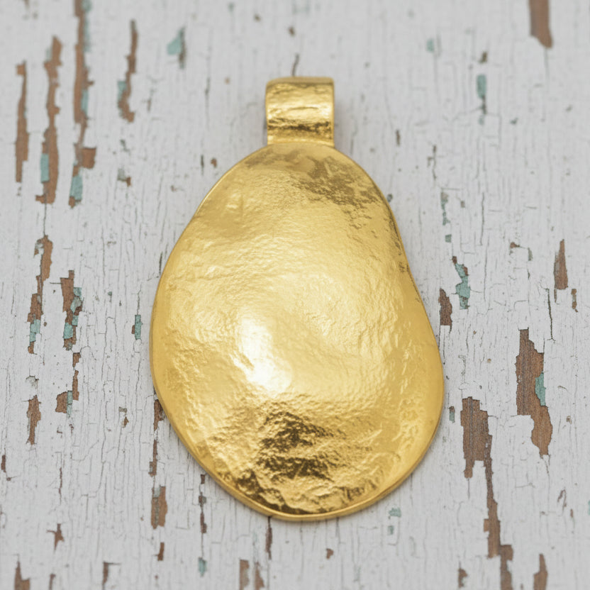 Hammered 24k 9999 Gold 13g &36g Organic Dome Pendant Can 22k