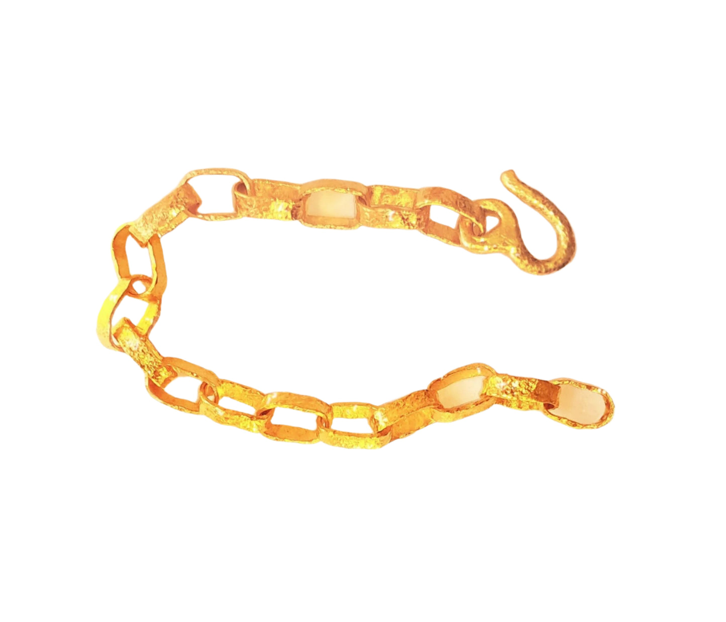 Custom Solid 24k 9999 Gold 34g, Ancient Rome Chain Bracelet Durable, Link Wide 7.5mm Thick Hook Clasp