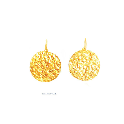 Custom Solid 24K 9999 Gold, 10g and 28g, Hammered Disk Earrings, 40mm and 60mm