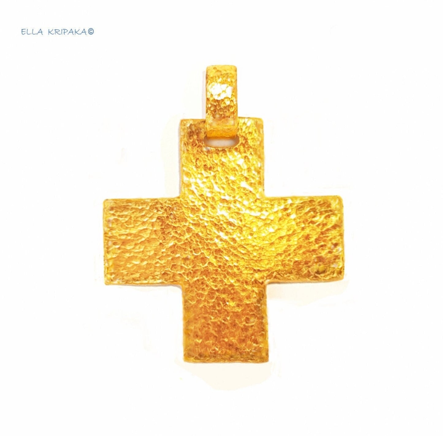 Custom Solid 24k 9999 Gold 9g and 27g Hammered Cross Byzantine Empire Pendant Durable Length 35mm and 56mm