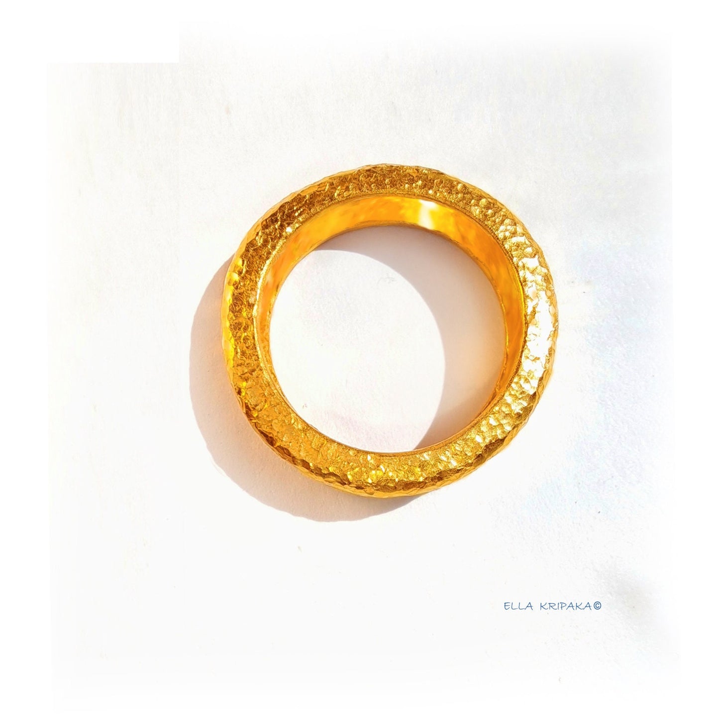 Custom Solid 24k 9999 Gold 13g Hammered Ancient Rome Ring Durable Wide 4.2mm Thickness 2.5mm Discount For 2