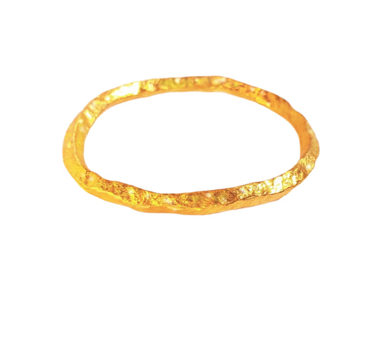 Custom Solid 24k 9999 Gold 95g Hammered Organic Uneven Bracelet Bracelet Durable Bangle Not Hollow, Wide 6.5mm Thick 6mm