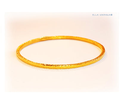 Custom Solid 22k 92.5% Gold 36g Hammered Ancient Rome 2 Bracelets Durable 2 Bangles, Wide 2.6mm Thick 2mm, Price For 2 With Discount