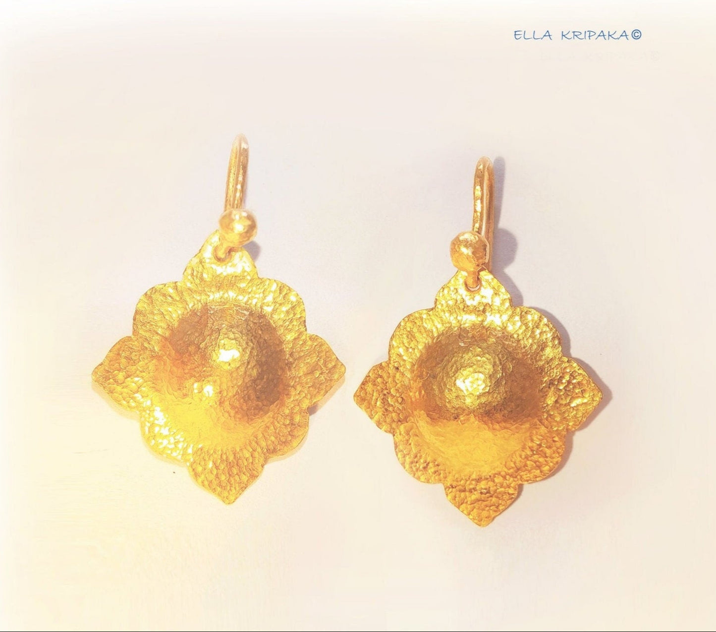 Custom Solid 24K 9999 Gold, 9g and 25g, Hammered  Byzantine Empire Baroque Ornament Dome Earrings, 35mm and 55mm