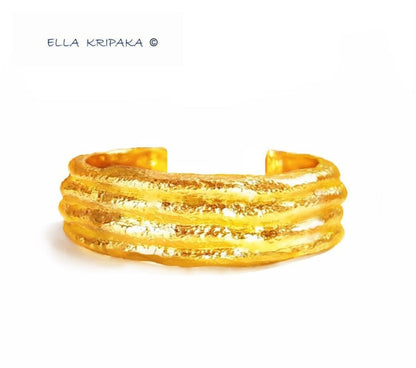 SALE%5 Custom Solid 24k 9999 Gold 90g/6in size Hammered Organic Convex Cuff Bracelet 25mm Can Be 22k Gold