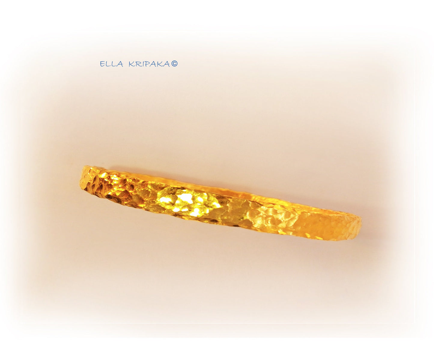 Custom Solid 24k 9999 Gold 49g/7in size Hammered Organic Bracelet Bangle 6.5mm Can Be 22k Gold