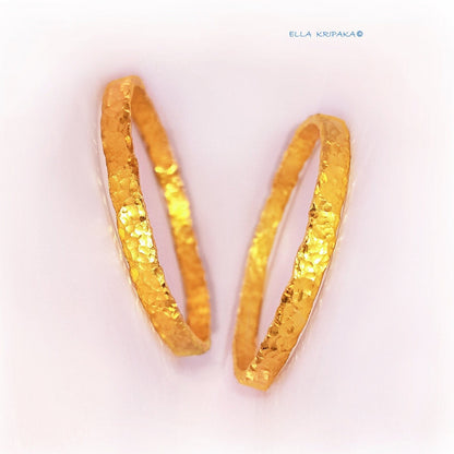 Custom Solid 24k 9999 Gold 49g/7in size Hammered Organic Bracelet Bangle 6.5mm Can Be 22k Gold