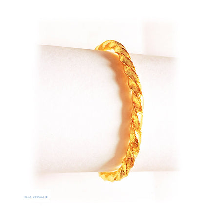 Custom Solid 24k 9999 Gold 65g/7in size Hammered Twisted Viking Bracelet Bangle 5.2mm Can Be 22k Gold