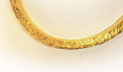 Custom Bangle Bracelet Solid 24k Gold Hammered as in Ancient Rome Durable, Wide 3.7mm Thick 3mm