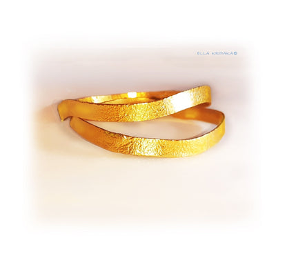 Custom Solid 22k 92.5% Gold 25g Hammered Uneven Bracelet Durable Bangle, Wide 7mm Thickness 1mm, Discount For 2