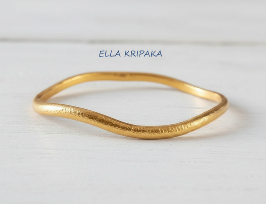 Organic 24k gold 9999 gold hammered bangle thick bracelet with uneven form, forged 24k gold jewelry, artist-jeweler 'Ella Kripaka'