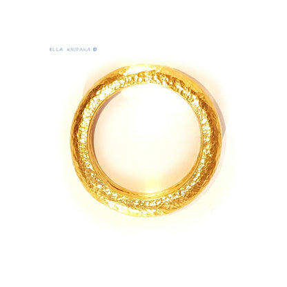 Custom Solid 24k 9999 Gold 21g Hammered Ancient Rome Ring Durable Not Hollow, Wide 6.5mm Thick 2.5mm