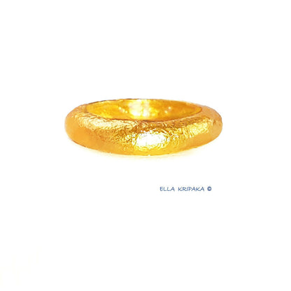 Custom Solid 24k 9999 Gold 10g Hammered Ancient Rome Ring Durable Wide 4.5mm Thick 3.5mm Borders Hollow Inside Discount For 2