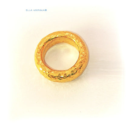 Custom Solid 24k 9999 Gold 28g Ancient Rome Ring Durable Rounded Wide 6.5mm Thick 3.5mm