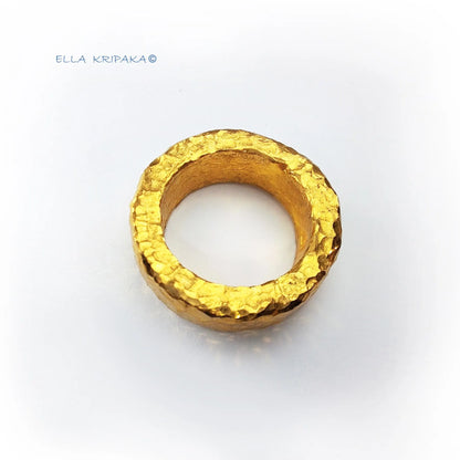 Custom Solid 24k 9999 Gold 30g Organic Ring Durable Wide 6.5mm Thick 3.5mm