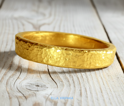 Hammered 24k 9999 Gold 5.1g Ancient Rome Ring 2.7mm Thick 1.5mm