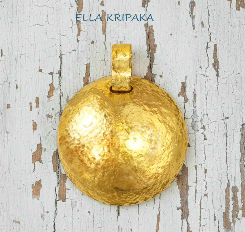 Hammered 24k 9999 Gold 13g &36g Ancient Rome Dome Disk Pendant