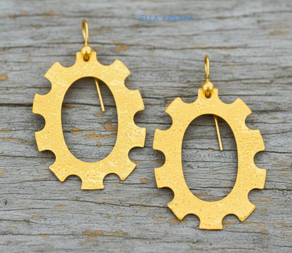 Hammered 24k 9999 Gold 7.8g &21g Byzantine Baroque Hoop Earrings