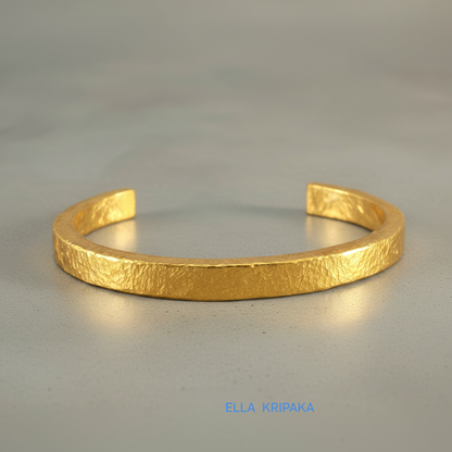 Hammered 24k 9999 Gold 88g Cuff Ancient Rome Bracelet 6mm Thick 3.5mm