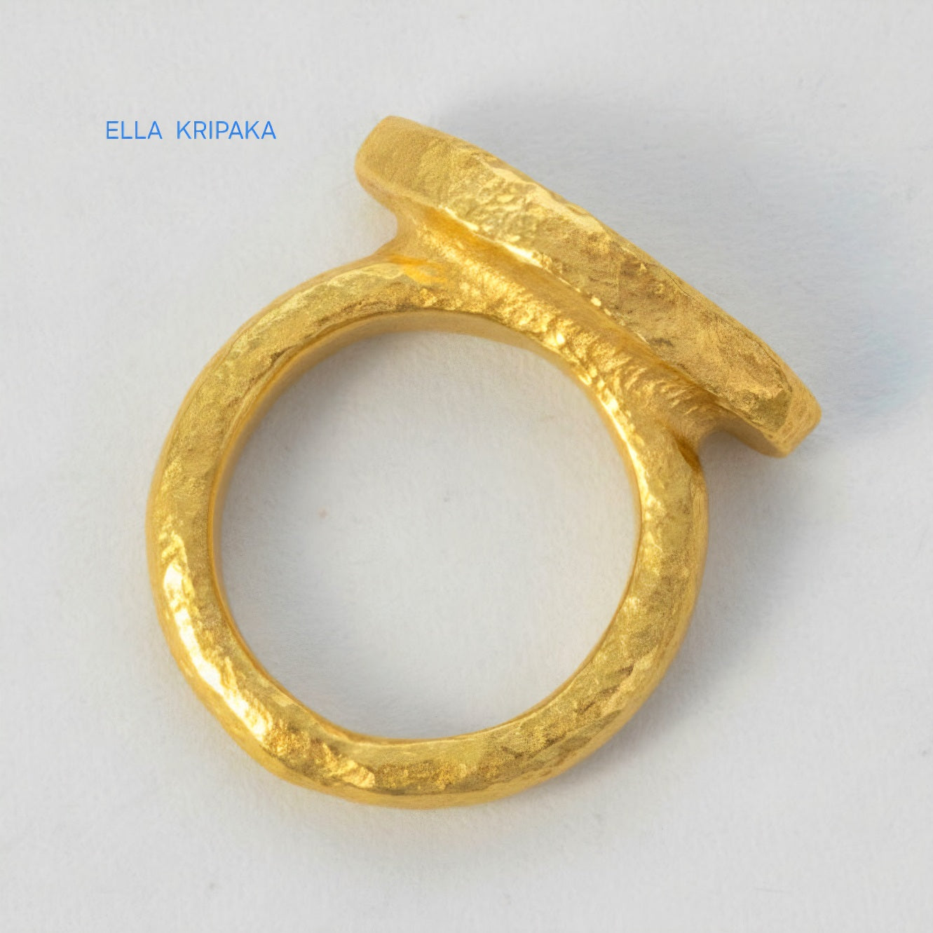 Hammered 24k 9999 Gold 28.3g Ancient Egypt Signet Oval 15mm Ring