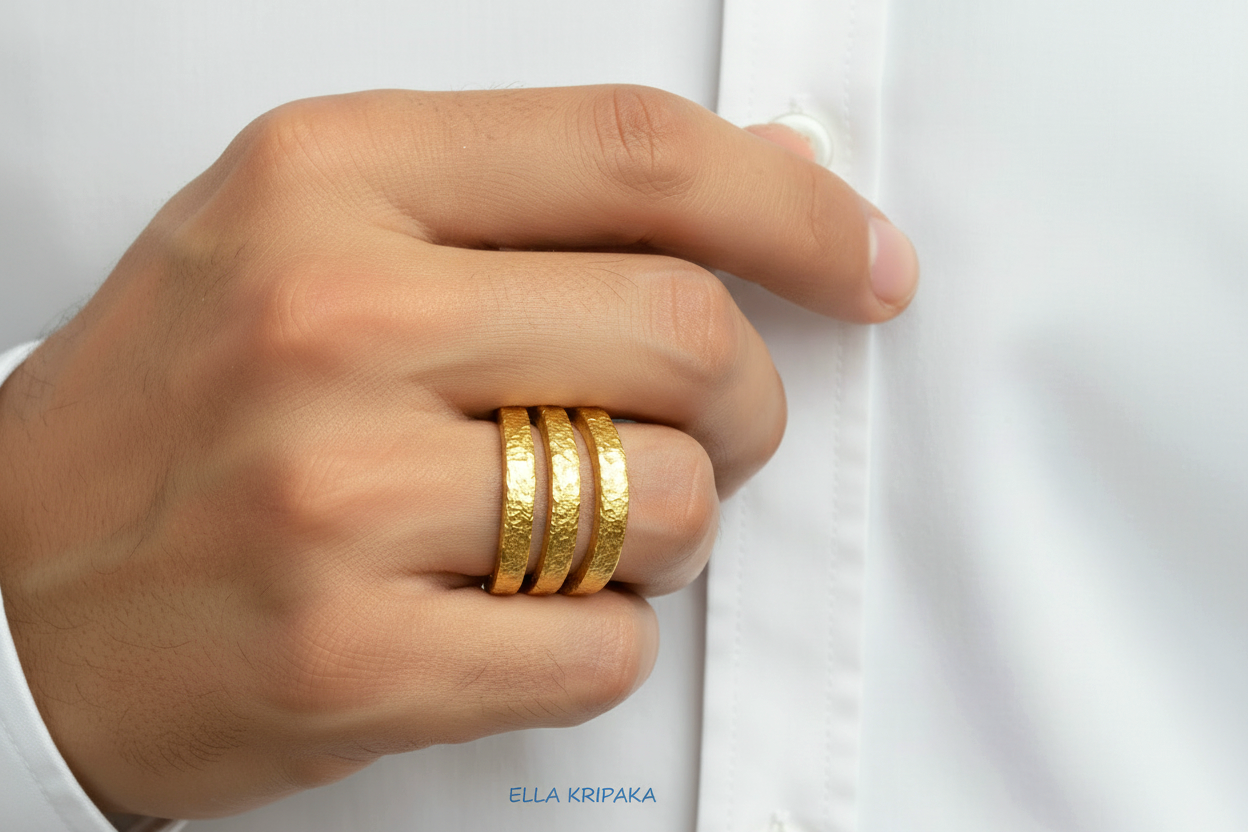 Hammered 24k 9999 Gold 27g Twisted Ring Signet 16mm Spiral 2.5mm