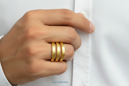 Hammered 24k 9999 Gold 27g Twisted Ring Signet 16mm Spiral 2.5mm