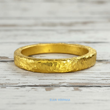 Hammered 24k 9999 Gold 7.5g Ancient Rome Ring 2.8mm Thick 2mm