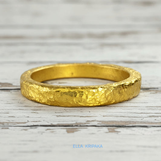 Hammered 24k 9999 Gold 7.5g Ancient Rome Ring 2.8mm Thick 2mm 22k